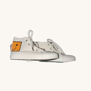 White High-Top Sneakers with Smiley Face